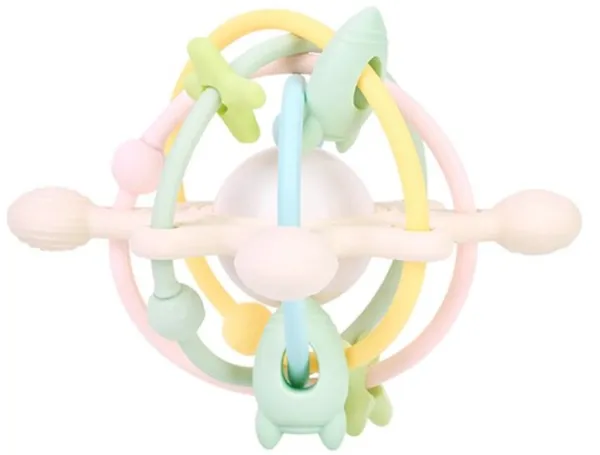 Jouet multi silicone avec hochet Pastel